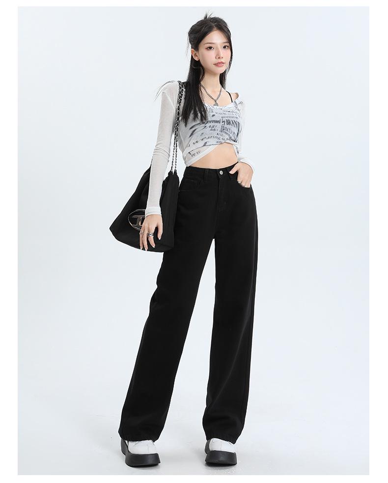 Women's High-Waist White Wide-Leg Jeans - Slim, Straight, Floor-Length, and Loose Fit for Spring & Autumn 2025