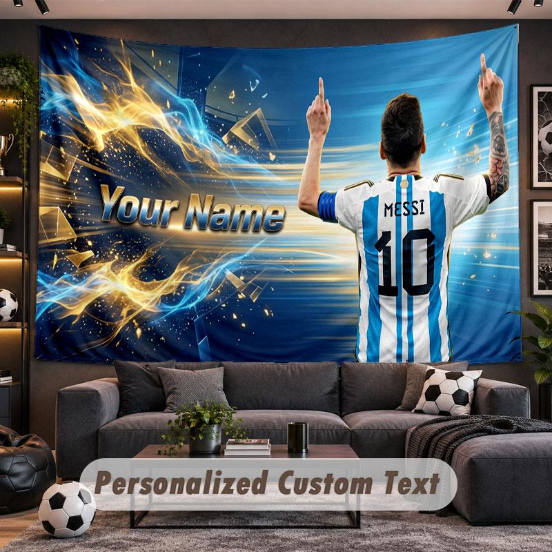 Wall Hanging Tapestry Custom NameLionel Messi Pattern Personalized Printed Fabric Wall Decor