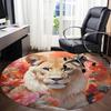 1pc Lion Floral Print Carpet for Office Non-Slip, Round Carpet, Soft & Comfortable, Carpet for Office, Lightweight Round Floor Mat