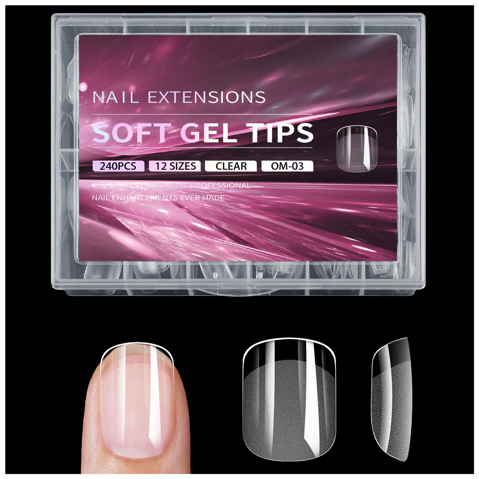 

240pcs Clear Fake Nails Extension Full Cover Press on Nails Half Matte Short/Almond/Coffin/Stiletto False Nail for DIY Manicure