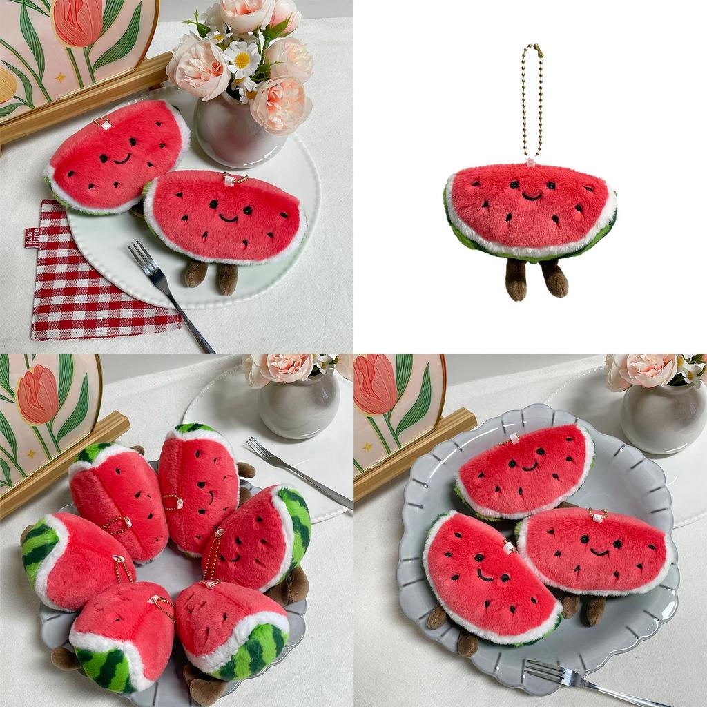 Cute Watermelon Plush Keychain With Pp Cotton Filling For Bag Decoration And Collectors