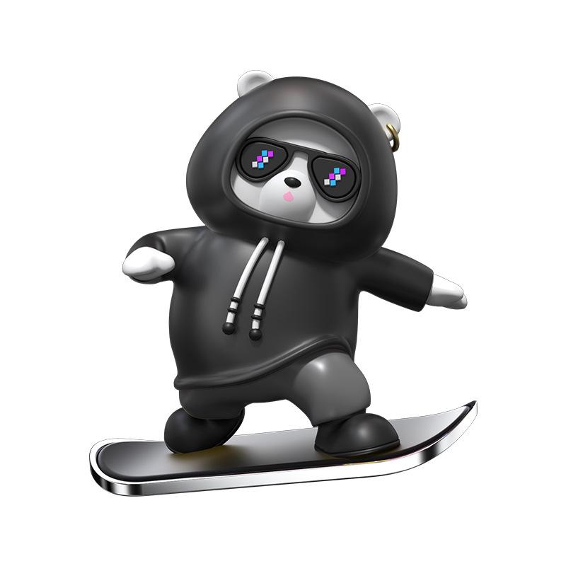 Cross-Border Skateboard Bear Ornament: Creative Floating Bear for Car Interiors