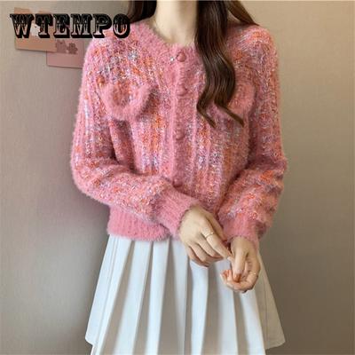 Short Knitted Cardigan Women's Autumn Contrasting Sweater Jacket