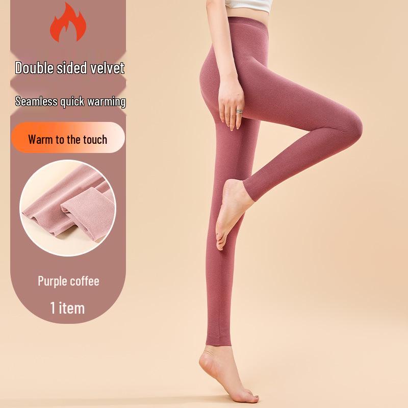 Velvet Autumn Women's Low Waist Double-Sided Brushed Warm Leggings