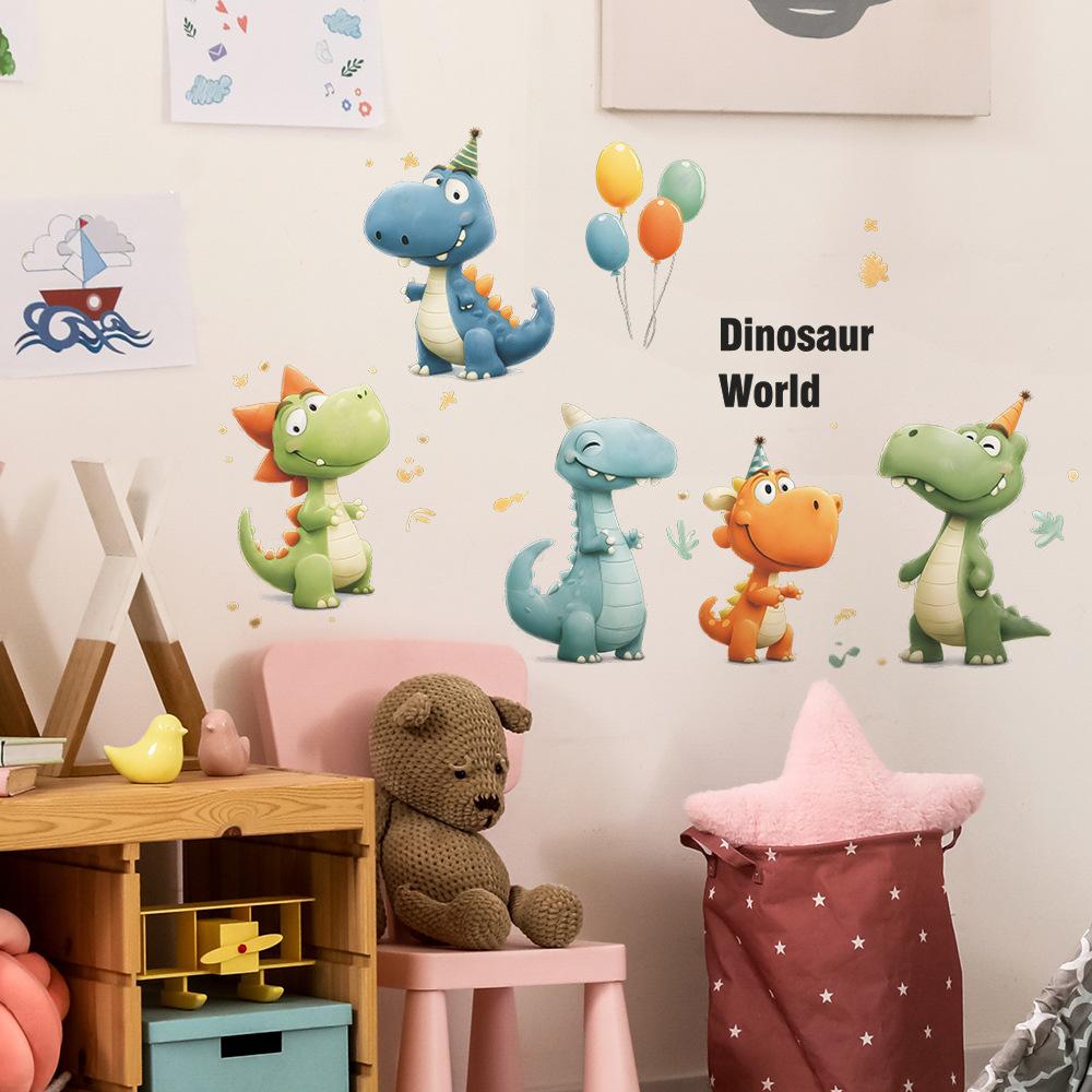 Cartoon Cute Dinosaurs and Balloons, Children's Room, Kindergarten, Home, Wall Decoration Stickers