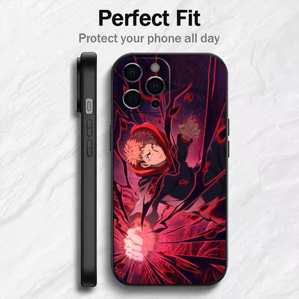 Itadori J-Jujuts-u K-Kaisen  Phone Case For iPhone17,16,15,14,13,12 Plus,Max Soft Silicone Black Cover