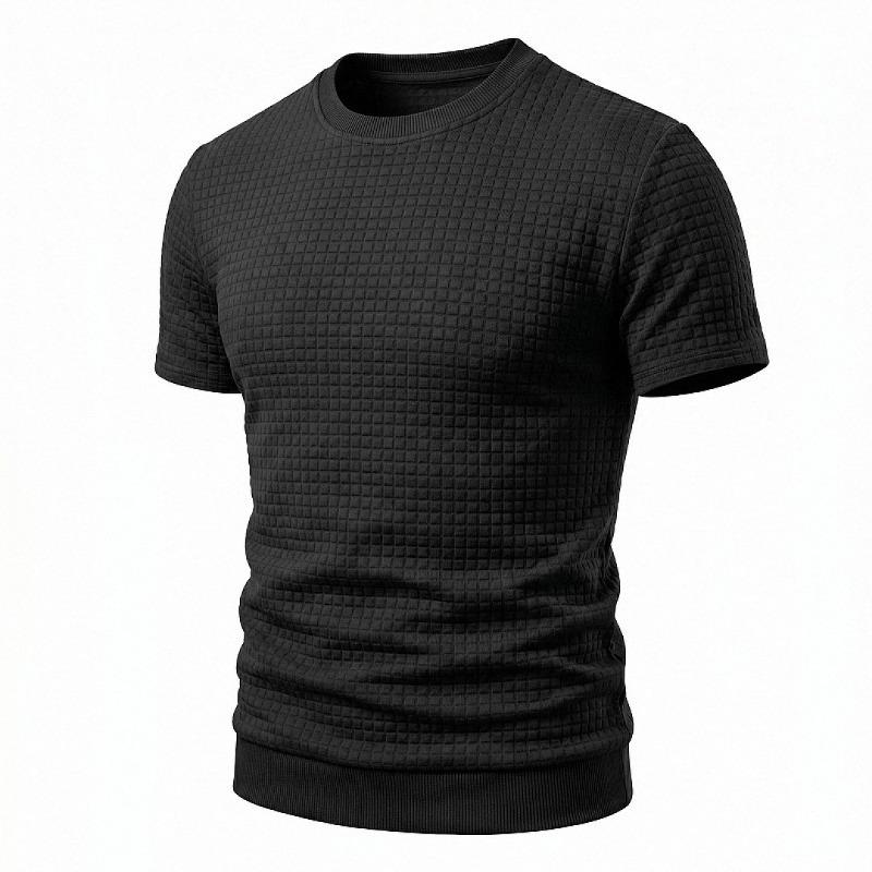 Men Simple Casual Old Money Textured Crew Neck Short Sleeve T Shirt