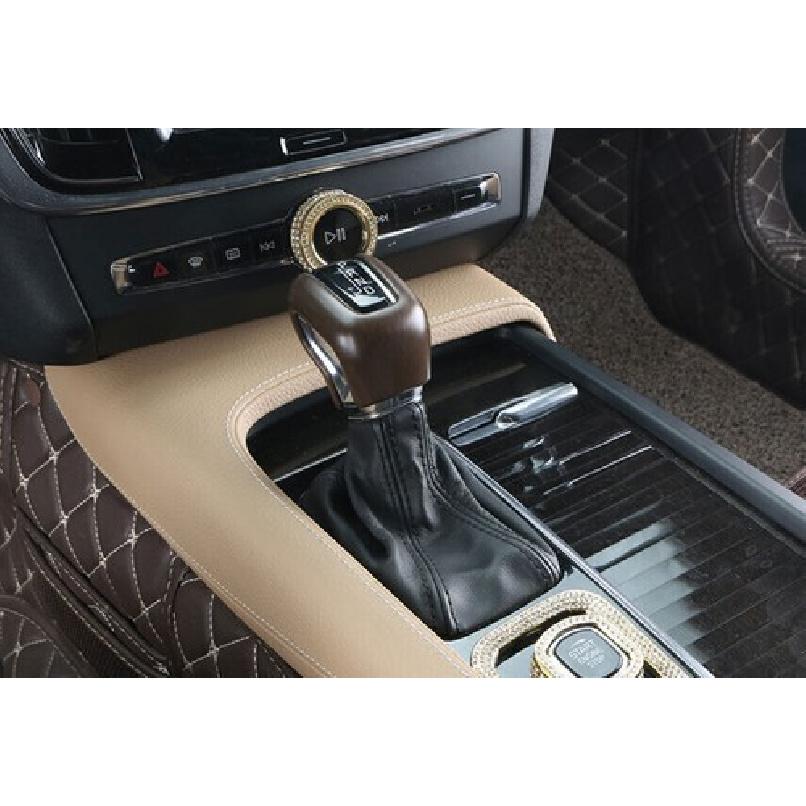 Fit For Volvo XC90 2016- Wood Grain Inner Gear Shift Knob Decor Cover Trim