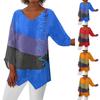 Casual Loose Irregular Hem Long Sleeve V Neck Top for Women