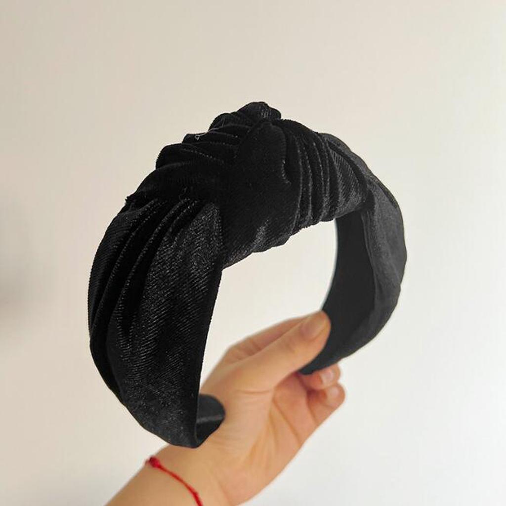 PROLY New Fashion Headband For Women Wide Side Warm Golden Velvet Hairband Center Knot Headwear Autumn Winter Hair Accessories