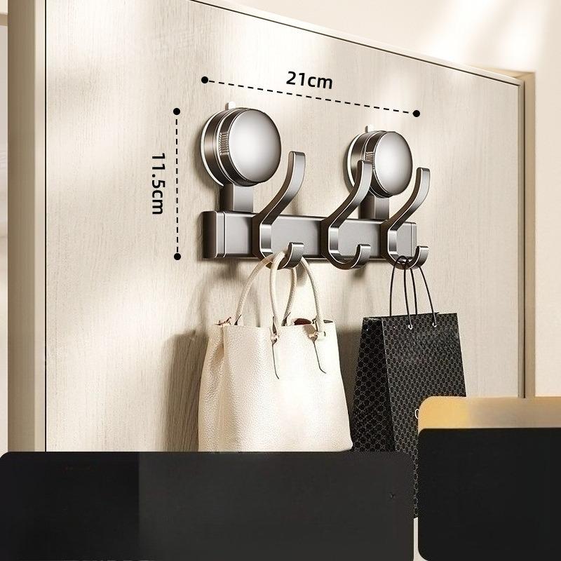 Hakenleiste aus Aluminiumlegierung, Wandmontage mit Doppel-Saugnapf zum Aufhängen, Bohrerfreie Saugnapf-Handtuchstange und Hutständer zum Aufhängen von Handtüchern, Mänteln, Hüten