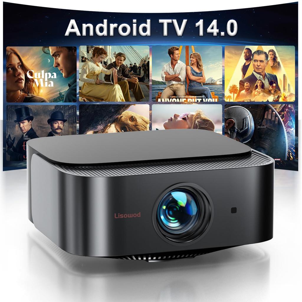 Lisowod L62Pro Projector TV 14 Compact Home Automatic Keystone Keystone WIFI Bidirectional Bluetooth Quiet Motorized HiFi Compatible with and Includes
