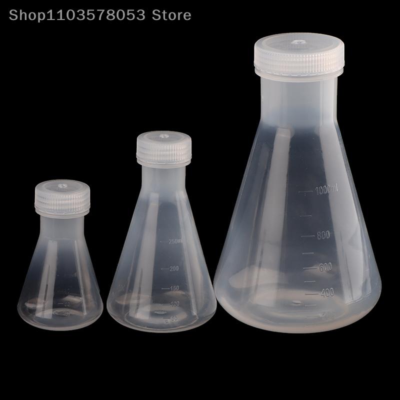 50-1000ml Conical Flask With Cap And Scale, Lab Plastic Erlenmeyer Flask With Screw Lid For Laboratory Experiment