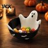 Vassoio portasnack a grande capacità Scheletro di Halloween Rilassato Vassoio per stuzzichini, Ciotola per caramelle in resina a rilievo 3D per forniture per eventi Snack Salse, Gotico Creativo