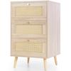 Solid Wood Legs Large Capacity Drawer Cabinet Bedroom Nightstand Sideboard with 3 Drawers