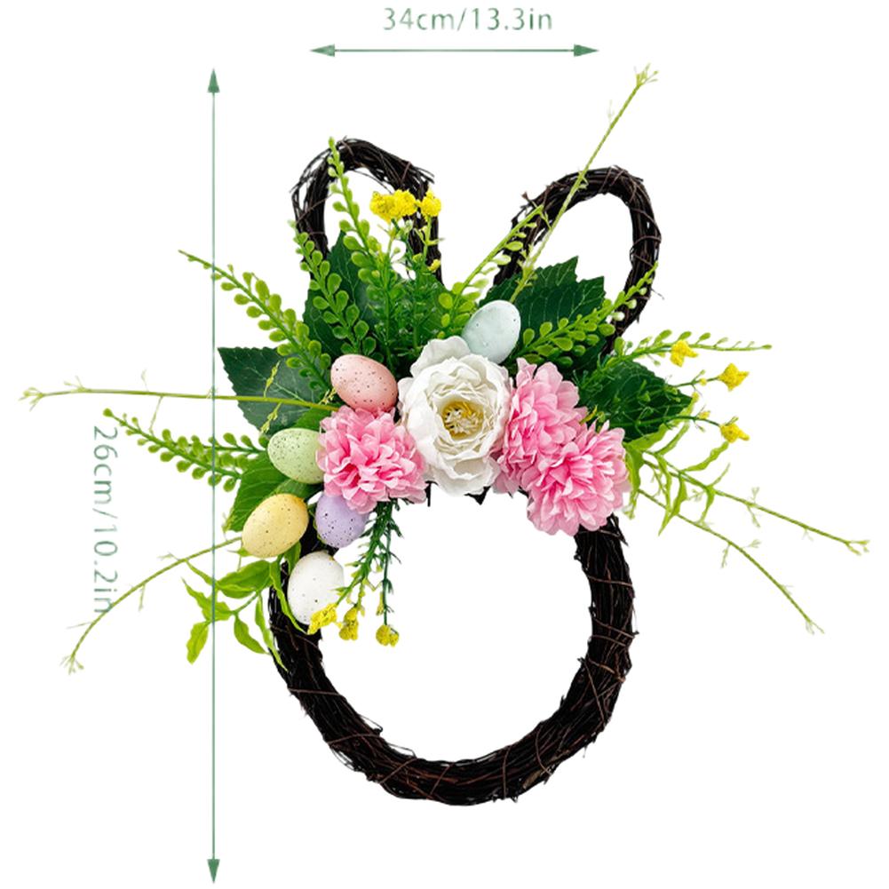 Door Hanging Easter Bunny Wreath For Photo Shoots Handmade Craftsmanship Realistic Look Cloth And Plastic Components
