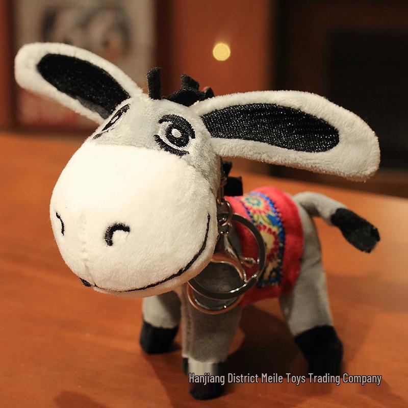 Charming Country Fair Donkey Pendant & Keychain | Plush Toy Doll Gift & Backpack Decoration