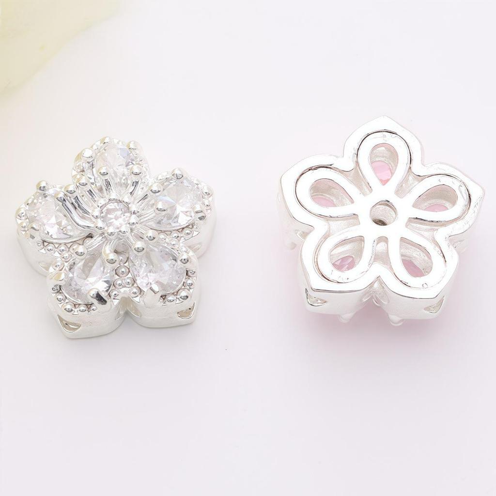 14K Gold-Plated Copper Zircon Five-Petal Flower Spacer Beads for DIY Crystal Bracelet Jewelry