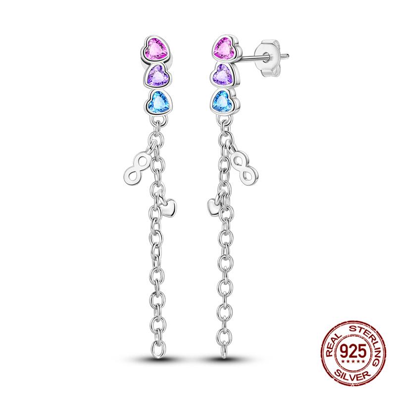 Original 100% 925 Silver Geometric Sun Moon And Stars Tassel Women's Earrings Party Anniversary Gift