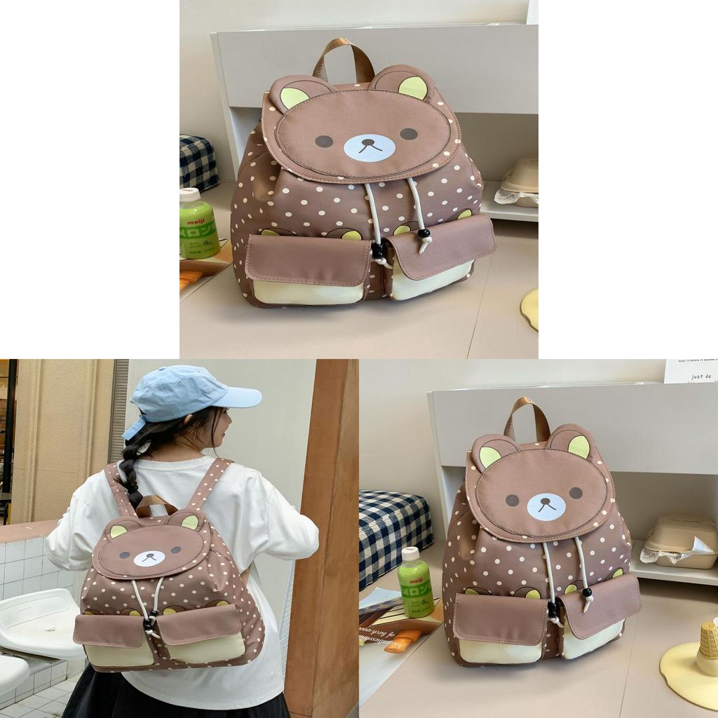 Canvas Bear Backpack With Flap Closure For Casual Daily Use