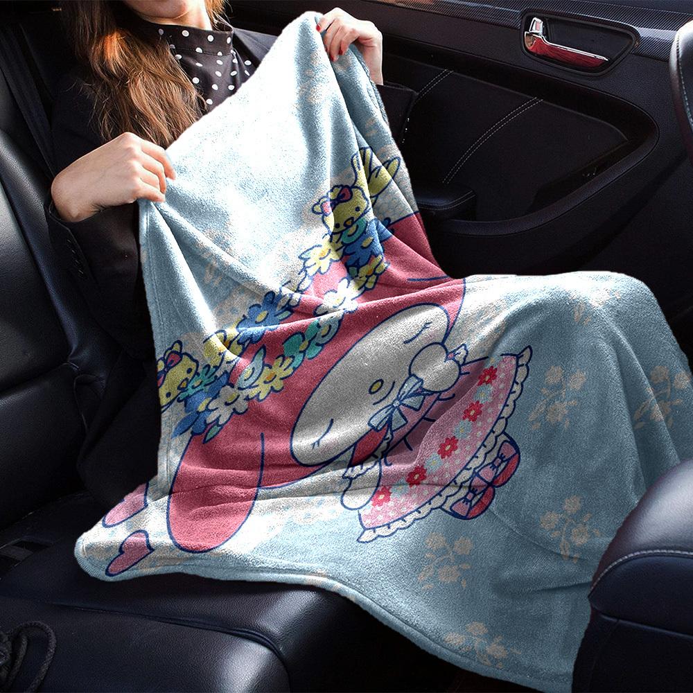 1pc My Melody flower blanket Lightweight Flannel Throw for Sofa Bed Travel Camping Livingroom Office Couch Chair