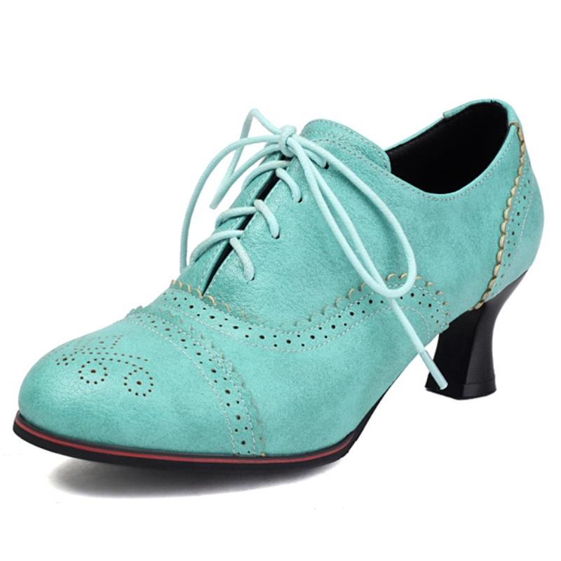 Ležérní mokasíny pro ženy Módní vintage nízký podpatek Červené černé šněrovací lodičky Obuv Kancelářské boty Dámské Velká velikost 45 48