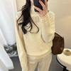 Women S Rhinestone Jacquard Half High Neck Pullover Sweater Soft Warm