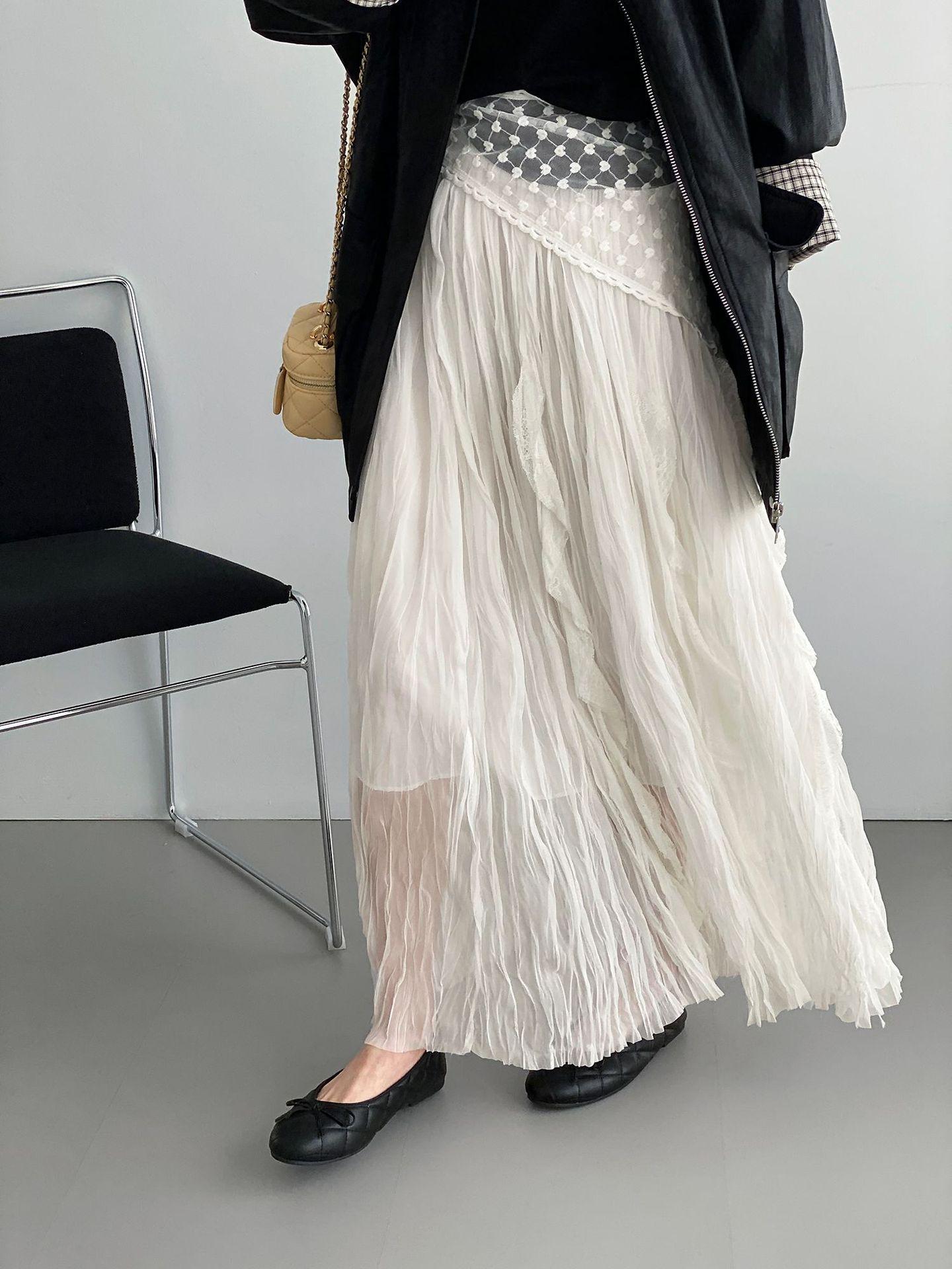 

Under the Moon White Tea Fairy Dress: Women s Elastic Waist Lace Skirt J7306 One size белый