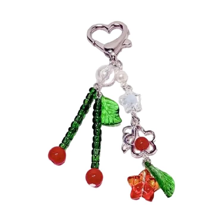 Elegant Cherry Style Keyring And Bag Embellishment Bags Pendant Key Holder Decors Keychain For Adding Fun To Your Look