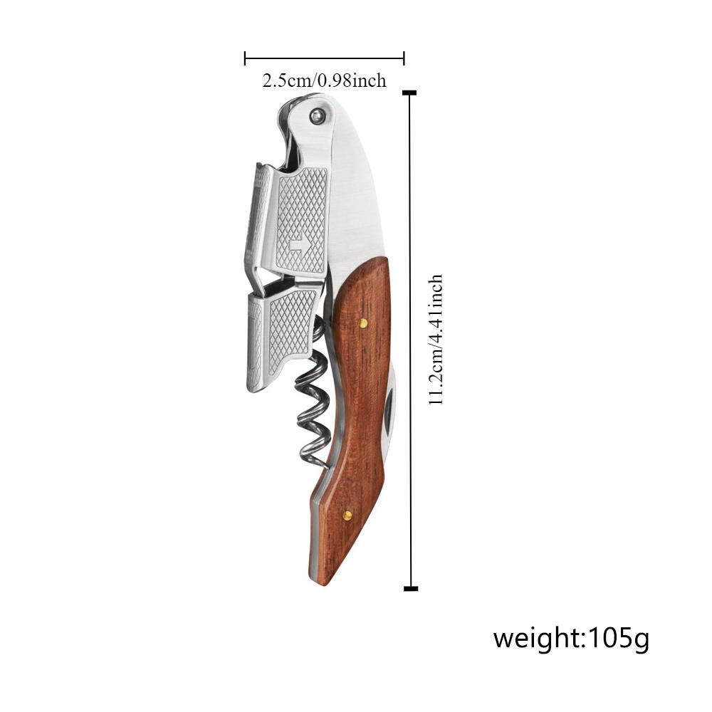 1ks Sommelier Číšník Vývrtka Pružinový Dvoupákový Otvírák na Víno Číšnický Barový Doplněk Nerezová Ocel a Dřevo