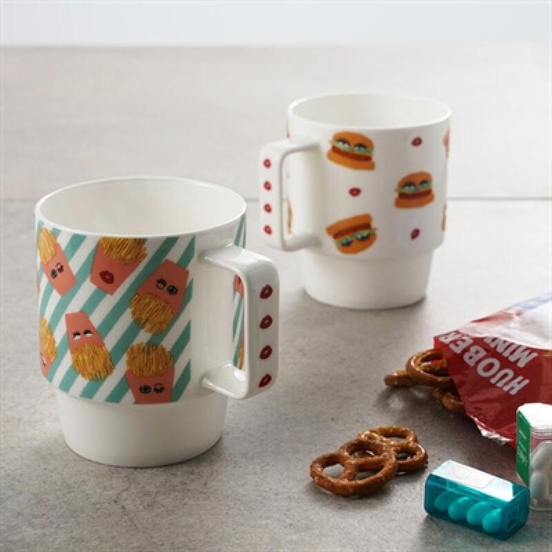Flirty Fries & Cute Burger Stacking Mug Set (2 pieces)