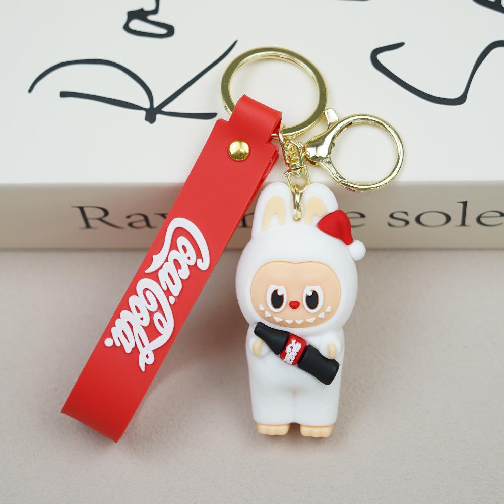 Creative And Personalized Coca Cola Rabbu Little Sheep Keychain Car Bag Pendant 3D Doll Small Gift