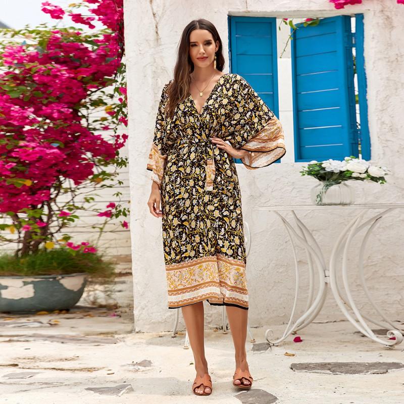 3-Color Cotton Blend Kimono-Style Cover-Up Beach Wrap Women Sun Protection Swimwear