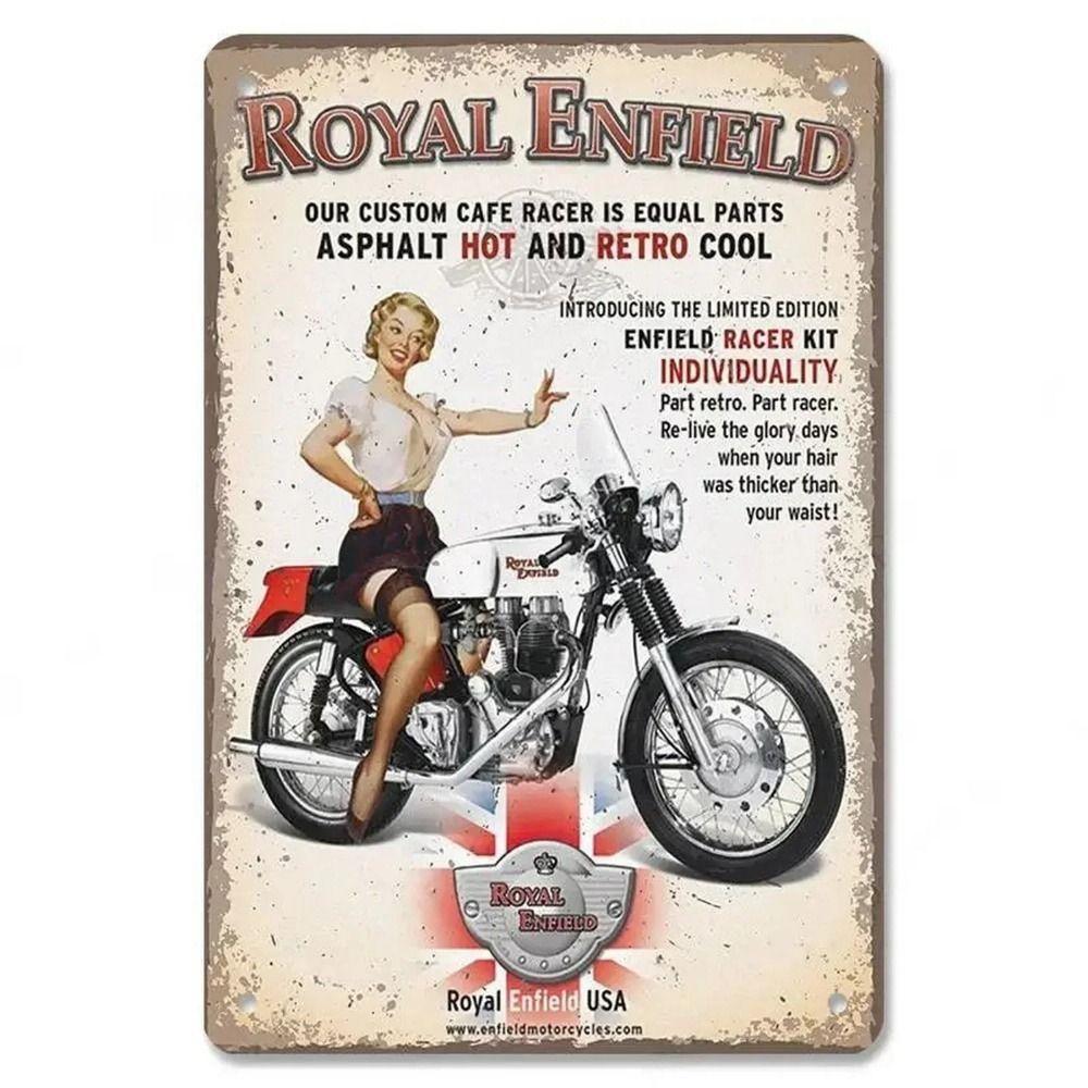 Segni Metallici Vintage Pin Up di Motociclette per Decorazione Man Cave Bar Garage