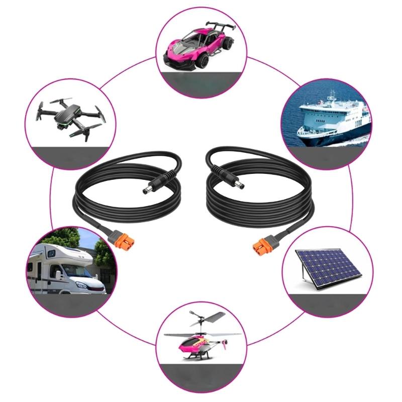 XT60i F Female To DC5521 Male Connector Adapter Cable with Signal Pin for Energy Storage Devices Signal Communication
