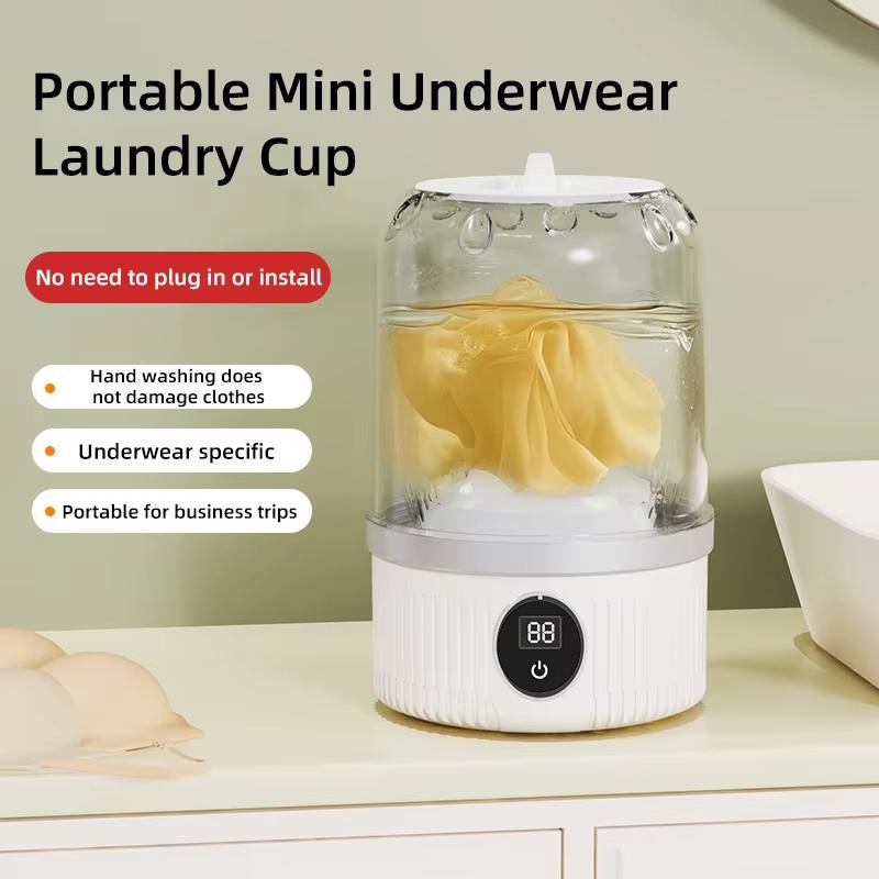 Portable Mini Washing Machine for Underwear Socks Baby Clothes – Rechargeable Cordless Compact Washer for Small Loads Travel