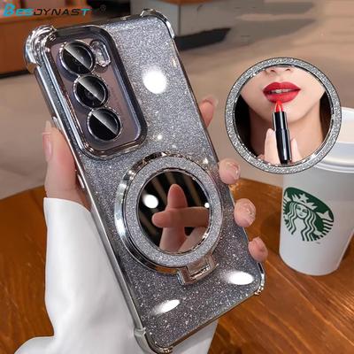 Glitter Mirror Bracket Case for Samsung S25 FE S24 Ultra S23 S22 Plus A17 A07 A56 A36 A53 A55 A16 A15 Luxury Cover