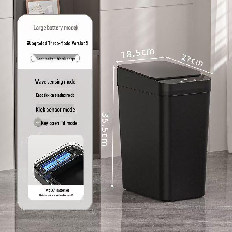 Compact Touchless Smart Trash Can with Lid for Bedroom, Living Room, Office