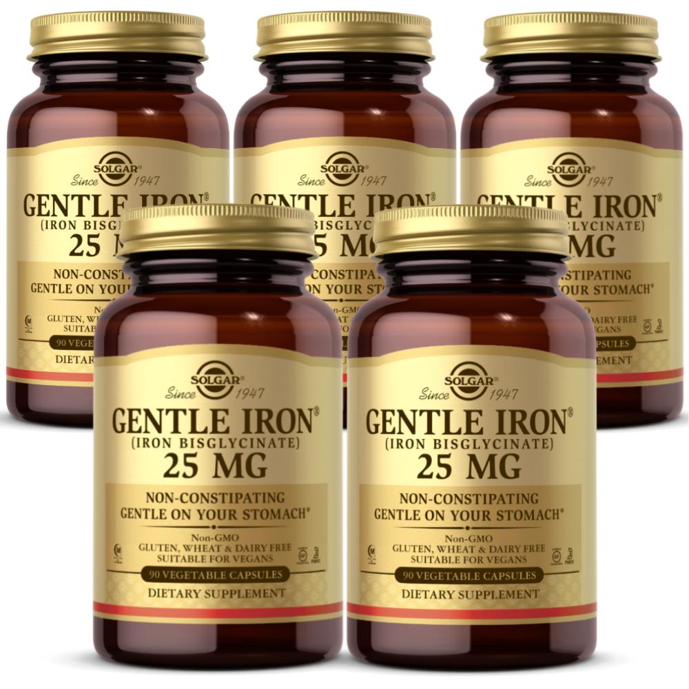 Solgar Gentle Iron 25mg 90 Capsules 5 Bottles 5 pcs