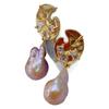 Natural colorful pink and purple baroque pearl stud earrings, special-shaped earrings, earrings, high-end romantic earrings, women's European and Amer
