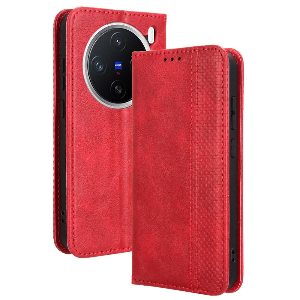 

For vivo X200 5G Leather Case Wallet Stand Retro Texture Phone Cover B