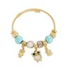 Gold Plated Bracelet for Women with Diamond Inlay, Fish Tail Dolphin Alloy Pendant, Adjustable Wristband