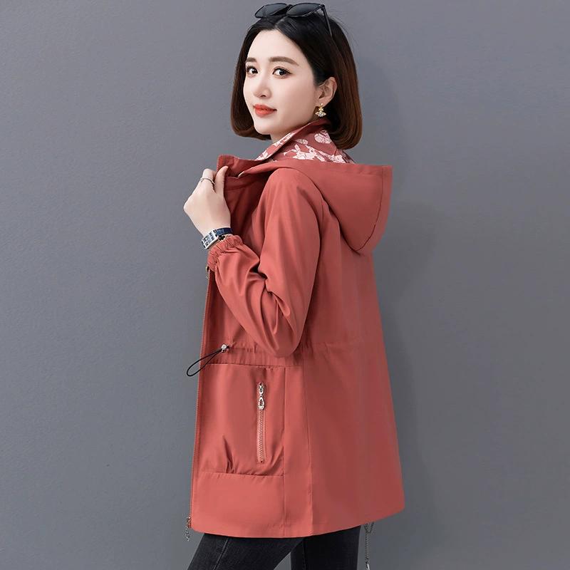 Windbreaker Women's Long Jacket for Spring Double-sided Wear