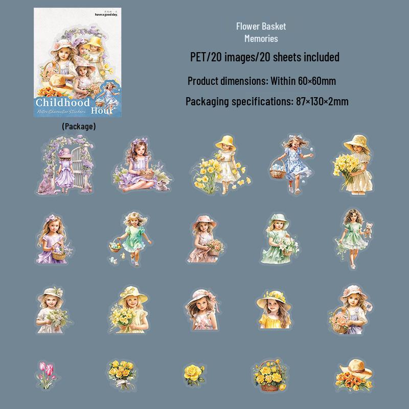 

Retro Childhood Theme PET Stickers for Journals: Creative Collage Set, 6 Styles