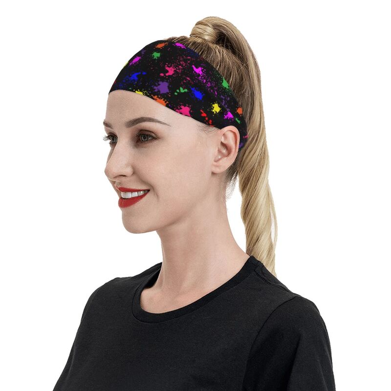 Buntes Farbspritzer-Kunstwerk Sport-Schweißband Stirnbänder Unisex Schweißabsorbierend Rutschfest Stirnbänder zum Laufen Yoga Fitness