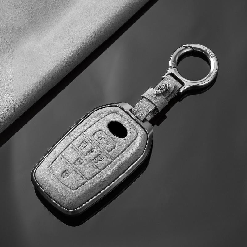 Metal Suede Car Remote Key Cover Case Holder shell Keychain Fob For Toyota New Alphard Hev Crown Vellfire Granvia Sienna 2025