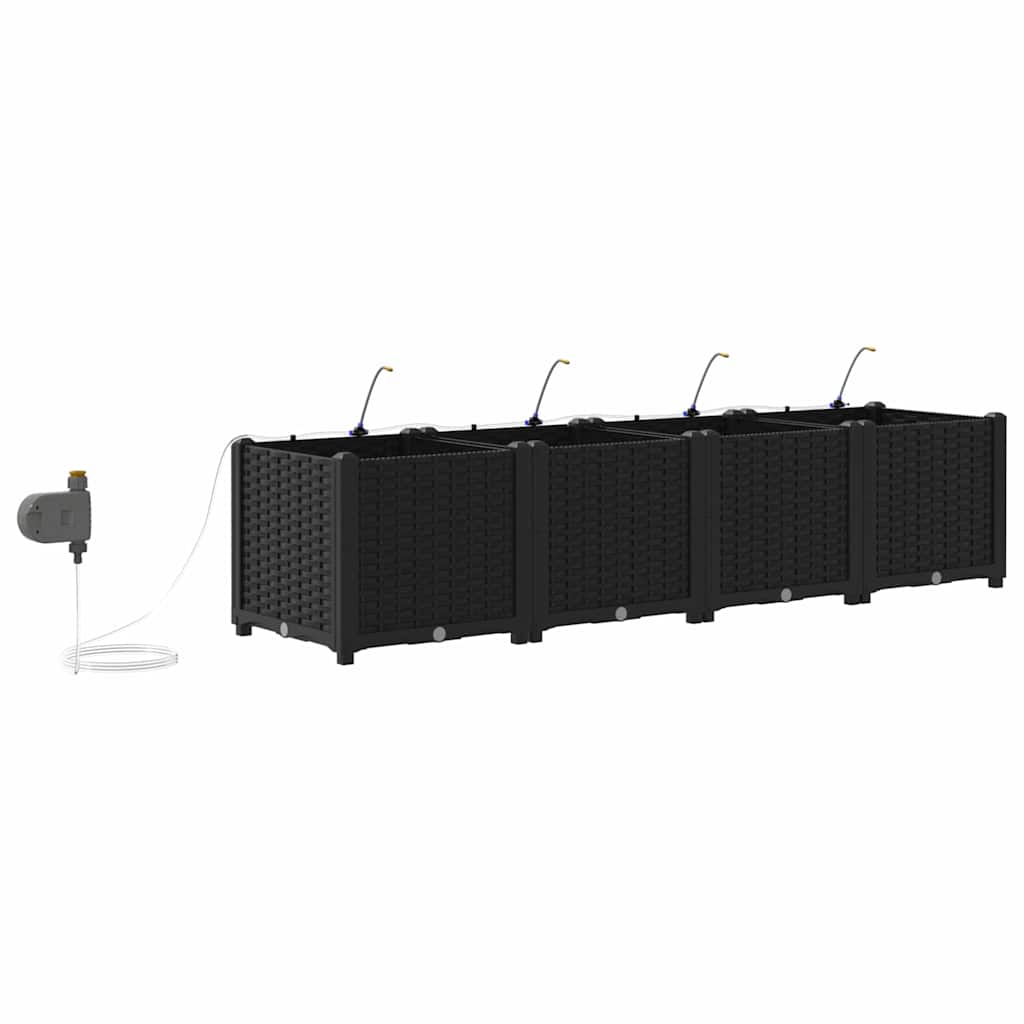 Garden Planter Set 4 pcs Black 160 x 40 x 37.5 cm Plastic