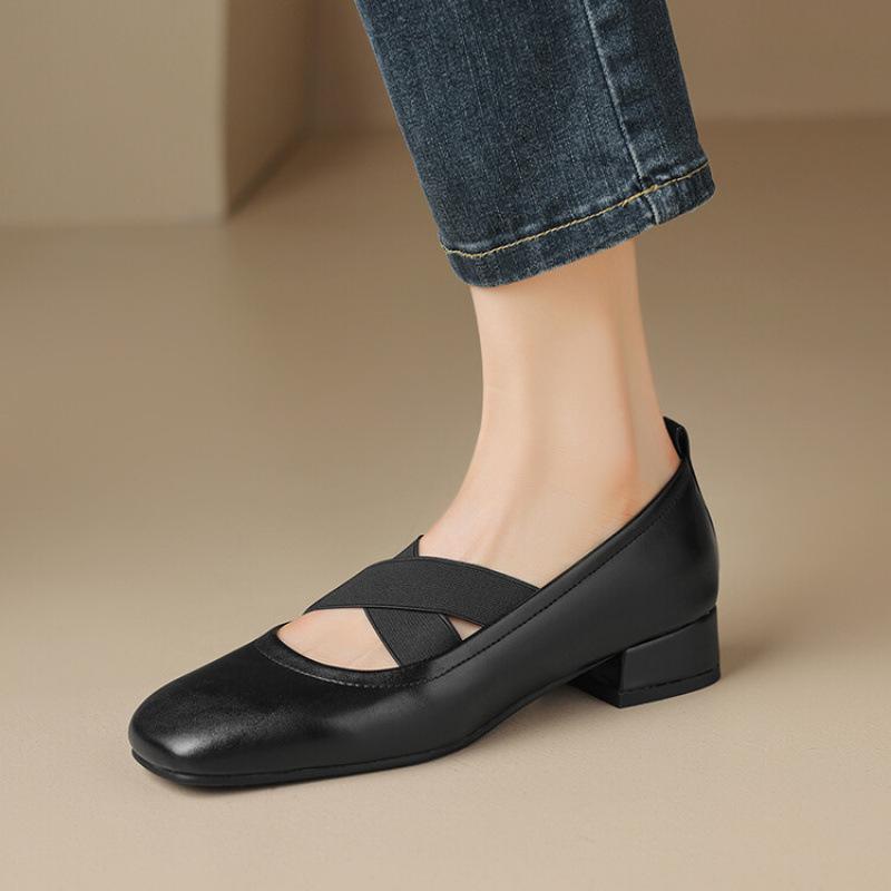 

New fashion single shoes women s casual solid color low heel large size shoes square heel foot cover rubber sole four seasons small leather shoes wome 39 чёрный