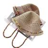 Elegant Lace Brim Sunshade Cap Foldable Sun Protection Cap Fashion Woman's Straw Hat  Travel