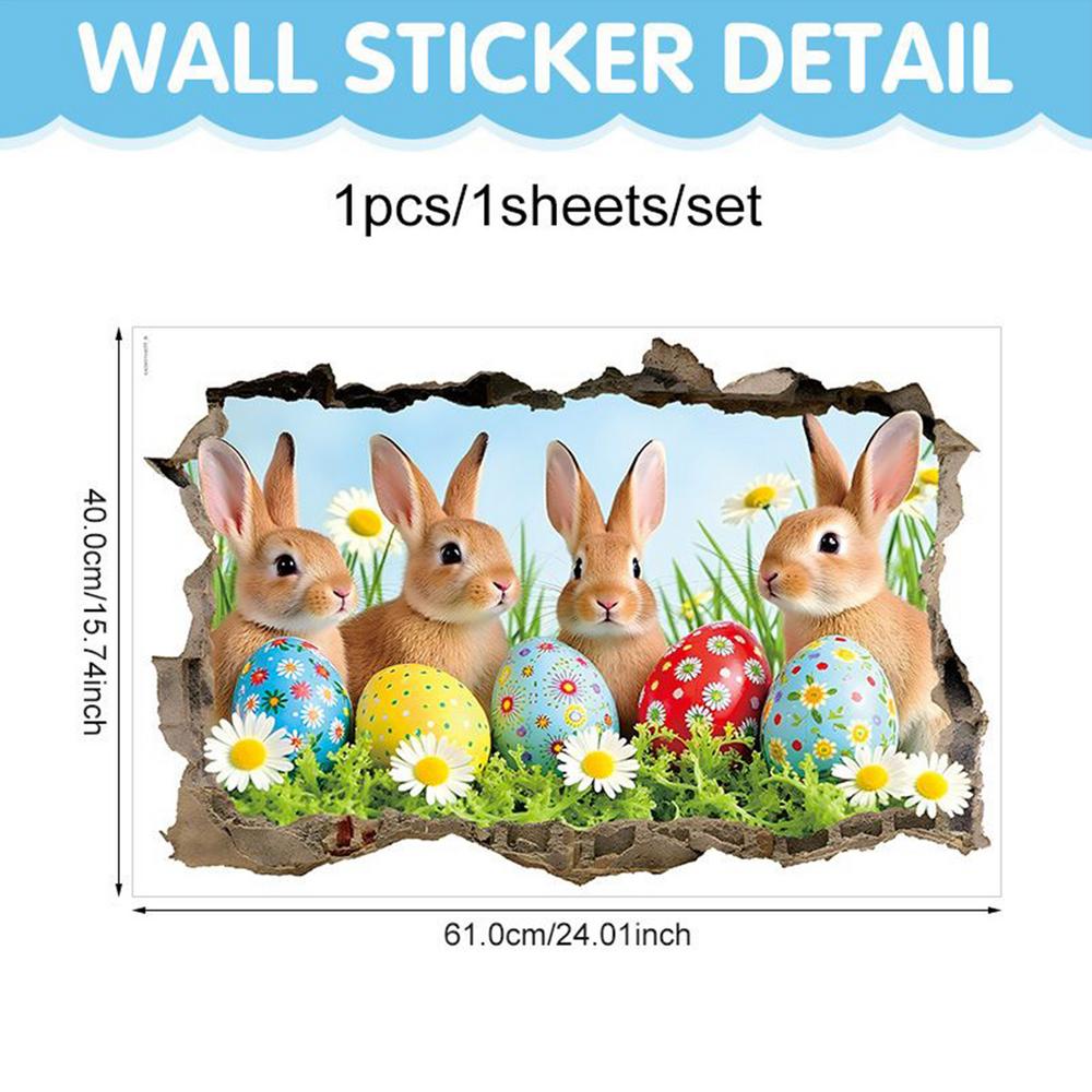 

Wall Stickers & Murals Cartoon Removable Art Adhesive Hole Break Design Rabbit Wall Sticker for Bathroom Nursery Preschool зелений